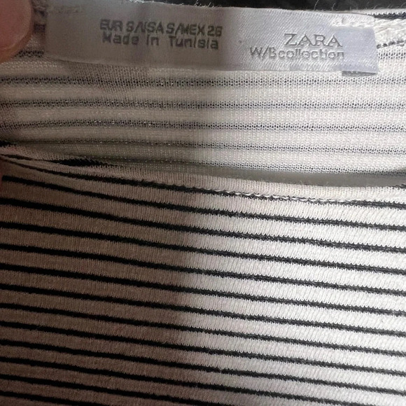Zara shift dress small black white striped 3/4 sleeve mini like-new condition - Picture 3 of 3